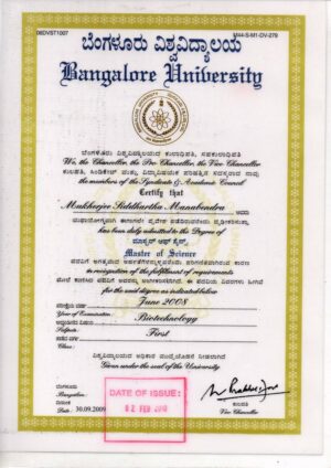 Buy college degree from The Bangalore University