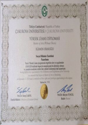 Buy college degree from the Çukurova Üniversitesi
